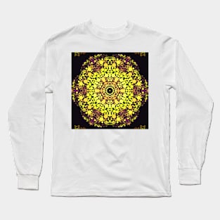 Dot Mandala Flower Yellow Purple and Black Long Sleeve T-Shirt